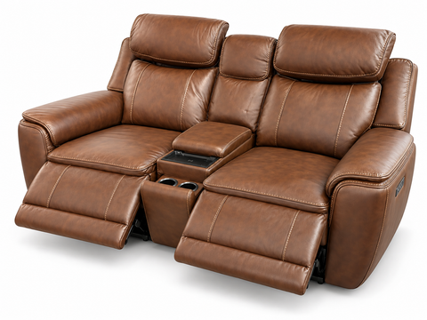 Tuscany Dual Power Reclining Loveseat with Console & Wireless Charging