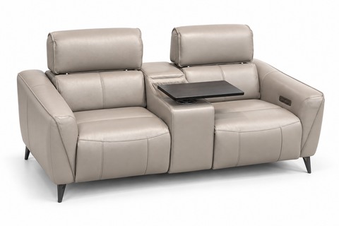 Milano Dual Power Reclining Loveseat with Console, Swivel Table & Power Headrests