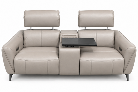 Milano Dual Power Reclining Loveseat with Console, Swivel Table & Power Headrests