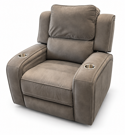 Orion Luxury Suede-Feel Power Recliner Chair with Dual Cup Holders & Power Headrest