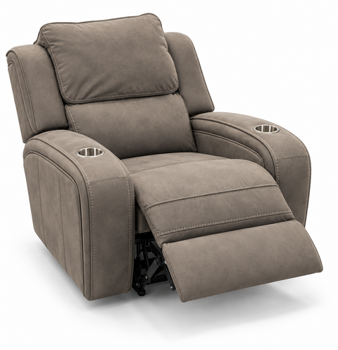 Orion Luxury Suede-Feel Power Recliner Chair with Dual Cup Holders & Power Headrest