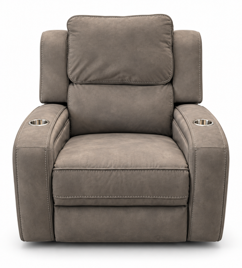 Orion Luxury Suede-Feel Power Recliner Chair with Dual Cup Holders & Power Headrest