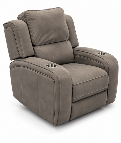 Orion Luxury Suede-Feel Power Recliner Chair with Dual Cup Holders & Power Headrest