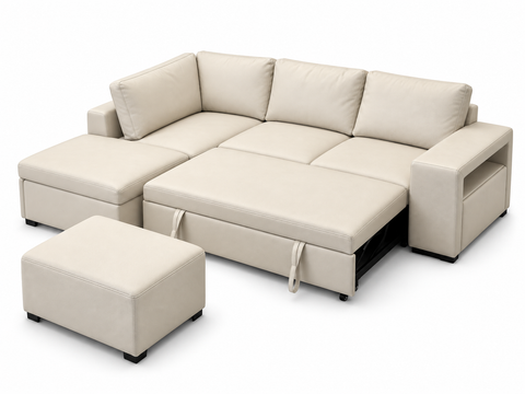 Lugano Sleeper Sectional with Pull-Out Bed & Open Arm Storage