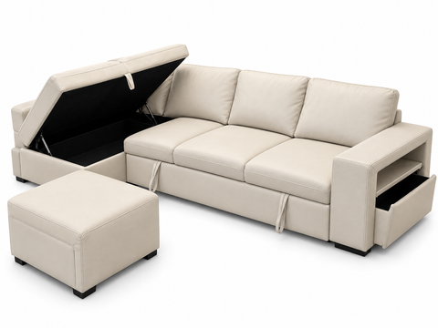 Lugano Sleeper Sectional with Pull-Out Bed & Open Arm Storage