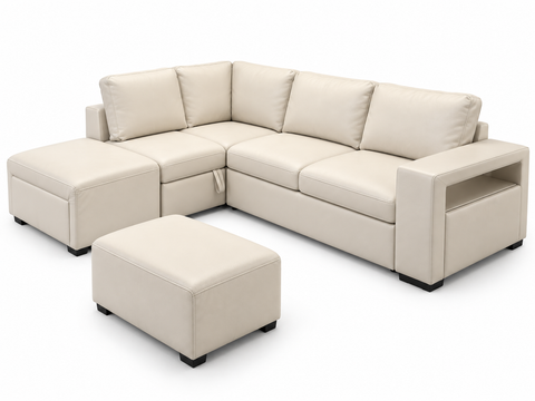Lugano Sleeper Sectional with Pull-Out Bed & Open Arm Storage