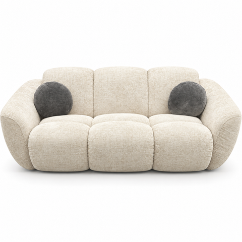 Bellini Puffy Channeled Curved Cloud 2-Piece Living Room Set (Sofa & Loveseat) – Oatmea