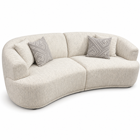 Aurelia Modern Curved 2-Piece Crescent Conversation Sofa – Cream