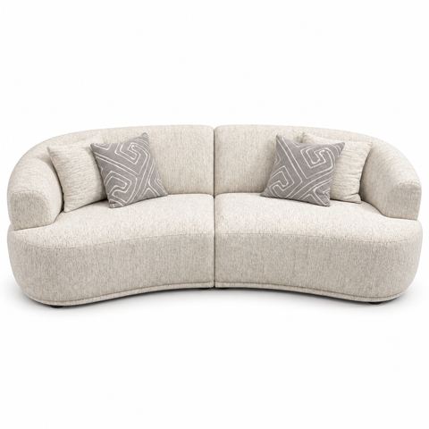 Aurelia Modern Curved 2-Piece Crescent Conversation Sofa – Cream