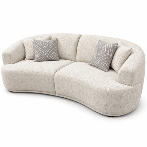 Aurelia Modern Curved 2-Piece Crescent Conversation Sofa – Cream