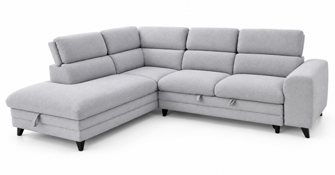 Orion Modern Corner Pop-Up Sleeper Sectional with Storage Chaise & Adjustable Headrest