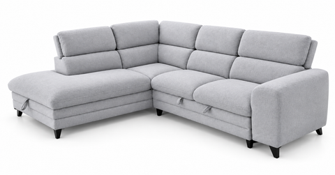 Orion Modern Corner Pop-Up Sleeper Sectional with Storage Chaise & Adjustable Headrest