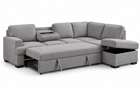 Haven Modern Corner Pop-Up Sleeper Sectional with Storage Chaise & Drop-Down Console