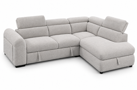 Ravenna Modern Corner Pop-Up Sleeper Sectional with Storage Chaise & Articulating Headrests