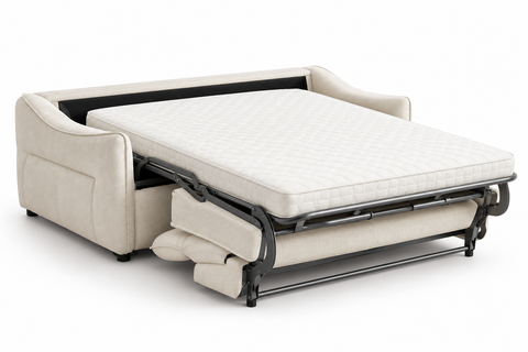 Lucerne European Roll-Out Sleeper Sofa Bed with Built-In Mattress – Ivory