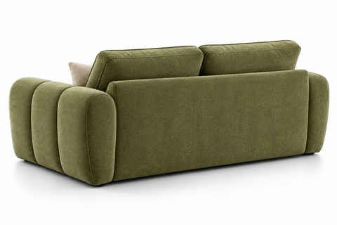Bellini Channel-Tufted Roll-Out Sleeper Sofa Bed with Built-In Mattress – Olive Green