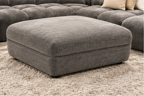 Milano Grand 38" Oversized Square Cocktail Ottoman – Charcoal