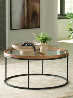 Noraluna Round Glass Top Cocktail Table