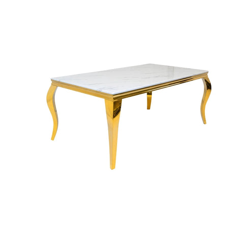 Imperial 80” Marble Rectangular Dining Table - Gold