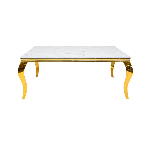 Imperial 80” Marble Rectangular Dining Table - Gold