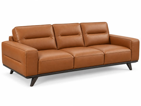Natuzzi Editions Adrenalina C006 3-Seater Italian Leather Sofa – Cognac Tan