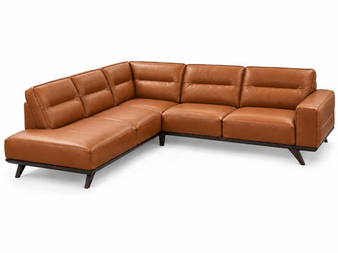 Natuzzi Editions Adrenalina C006 Italian Leather Open-End Corner Sectional – Cognac Tan
