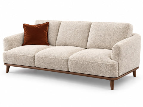 Natuzzi Editions Charlotte C314 3-Seater Sofa – Cream Bouclé / Walnut