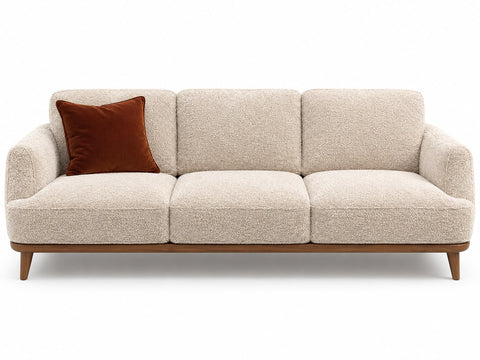 Natuzzi Editions Charlotte C314 3-Seater Sofa – Cream Bouclé / Walnut