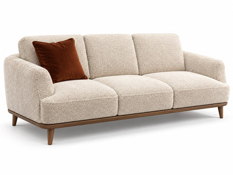 Natuzzi Editions Charlotte C314 3-Seater Sofa – Cream Bouclé / Walnut