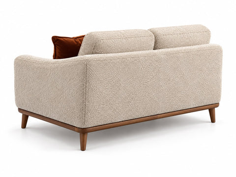 Natuzzi Editions Charlotte C314 2-Seater Loveseat – Cream Bouclé / Walnut