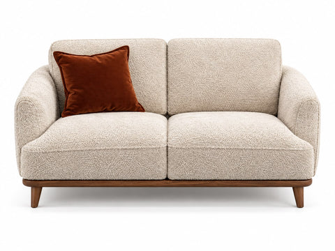 Natuzzi Editions Charlotte C314 2-Seater Loveseat – Cream Bouclé / Walnut