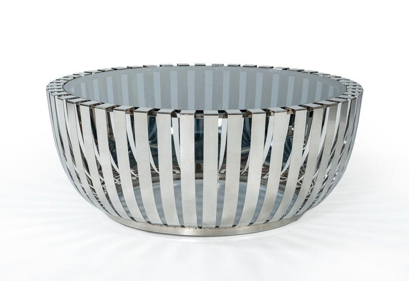 Sleek Stainless Steel and Glass Coffee Table