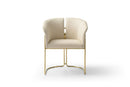 Elegant Cream Upholstered Lounge Chair with Gold Frame