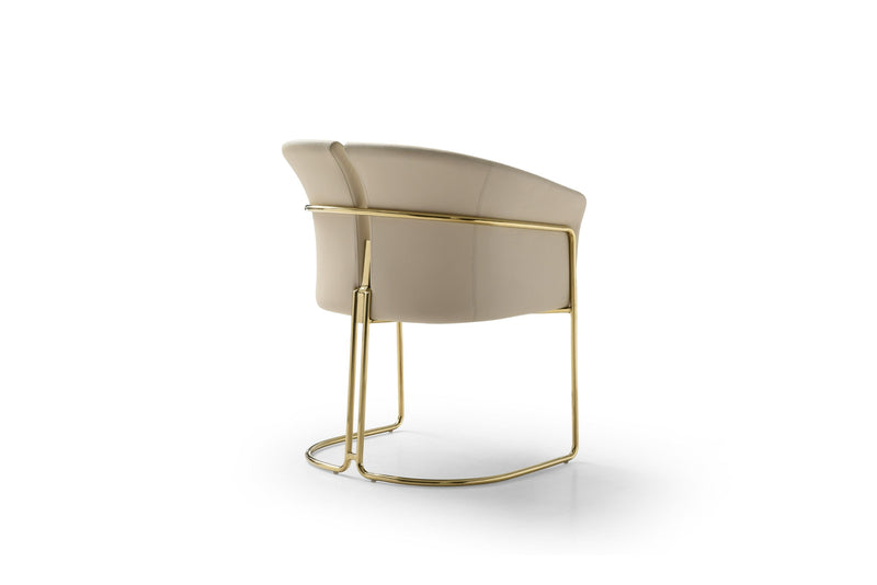 Elegant Cream Upholstered Lounge Chair with Gold Frame