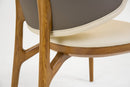 Minimalist Cream Upholstered Dining Chair with Wooden Legs