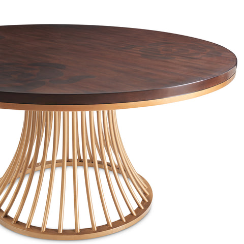 Camellia Field Round Dining Table Warm Pecan