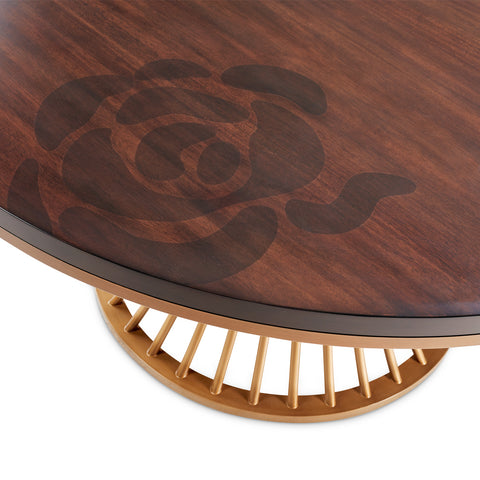 Camellia Field Round Dining Table Warm Pecan