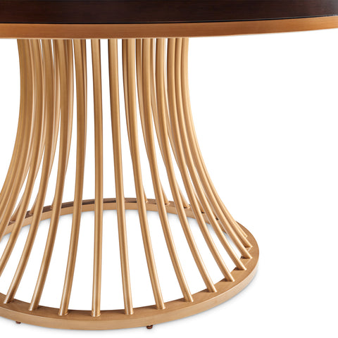 Camellia Field Round Dining Table Warm Pecan