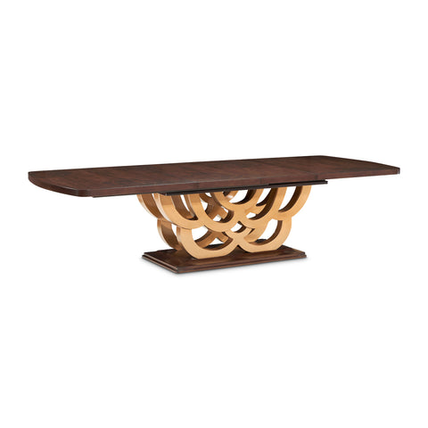 Camellia Field Rectangular Pedestal Dining Table Warm Pecan