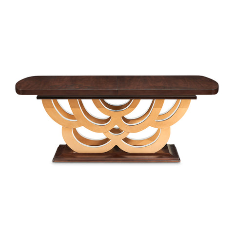 Camellia Field Rectangular Pedestal Dining Table Warm Pecan
