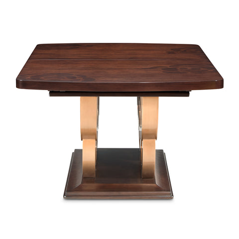 Camellia Field Rectangular Pedestal Dining Table Warm Pecan