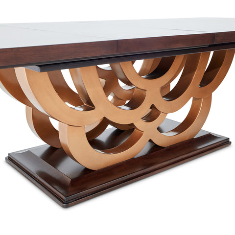 Camellia Field Rectangular Pedestal Dining Table Warm Pecan