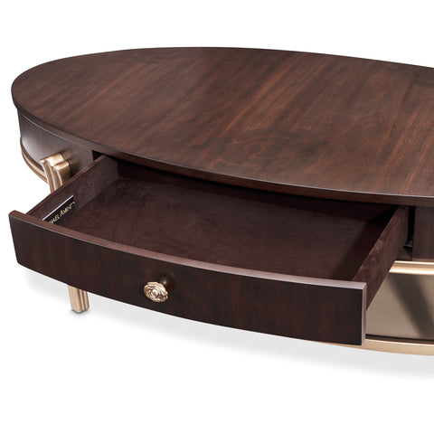 Camellia Field Oval Cocktail Table Warm Pecan