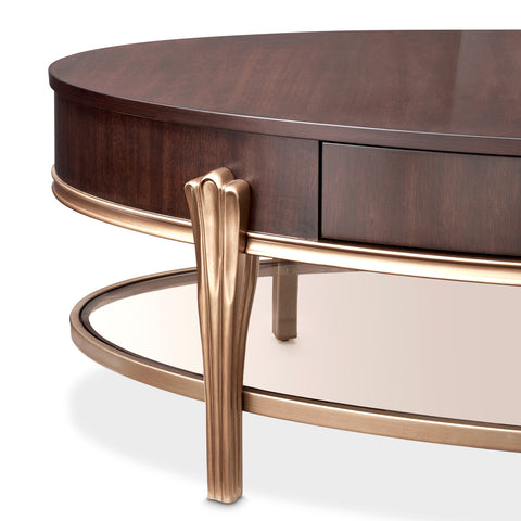 Camellia Field Oval Cocktail Table Warm Pecan