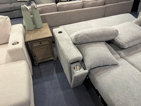 Veloce Multi-Functional Pull-Out Sleeper Sofa with Drop-Back Bed, Hidden Cup Holders & Smart Tech Hub – Heather Dove Grey