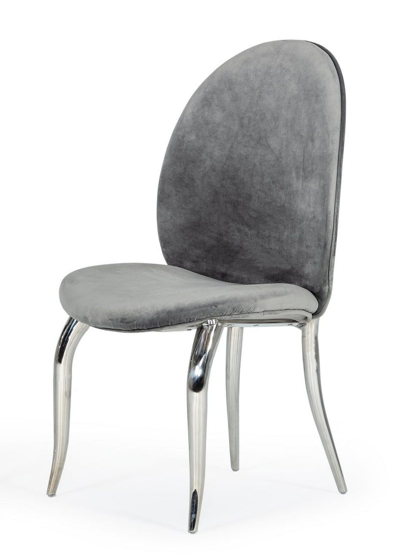 Luxurious Velvet Dining Chair with Silver Accent
